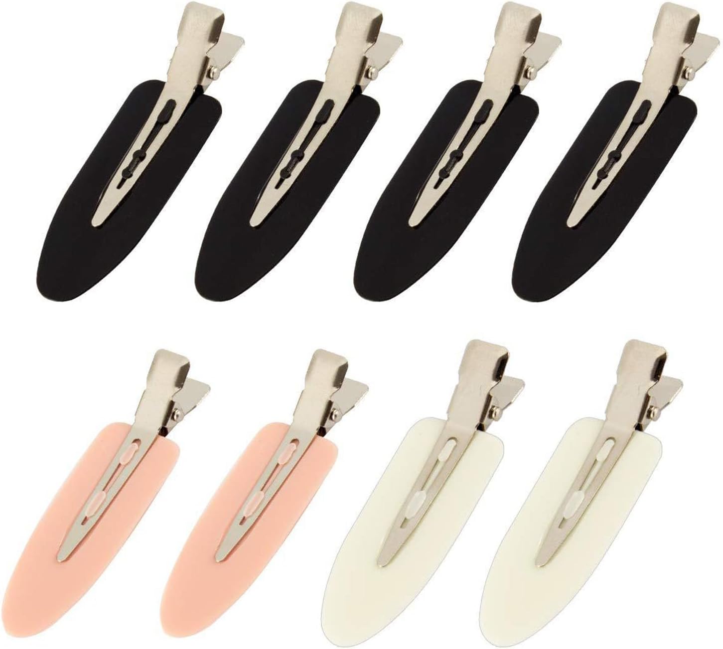8 Piece No Crease Hair Clips,No Bend Hair Clips Makeup Hair Clips for Salon Hairstyle Flat Hair Clips for Women Girls Makeup Application(Black,Pink,White)