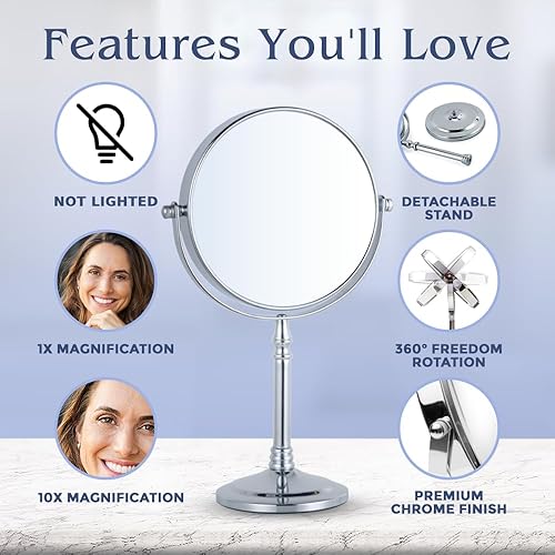 Miniatura 10 de Mirrorvana espejo de maquillaje iluminado con ledes para maquillaje de 7 pulgadas de diámetro con 1X y 10X de aumento