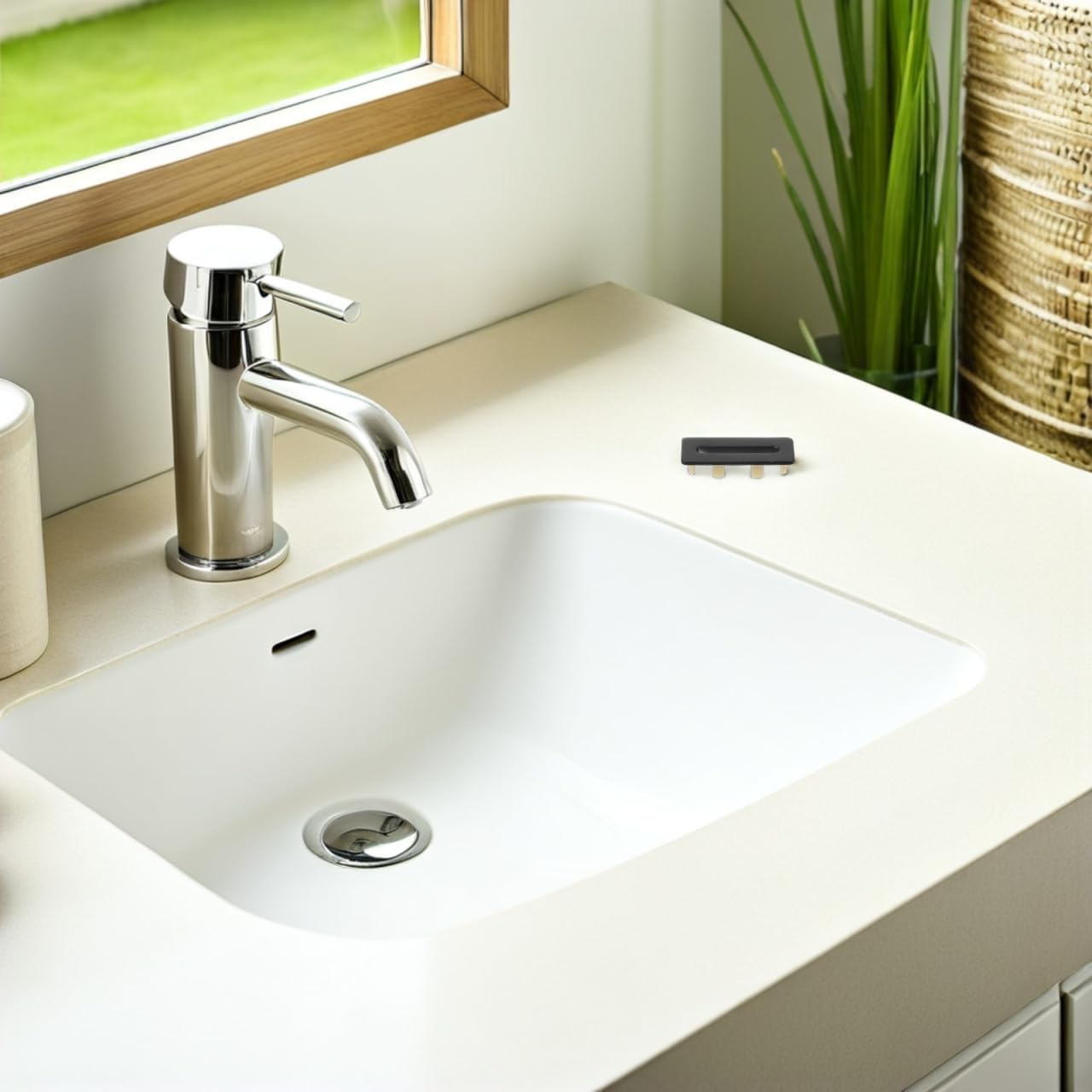 3pcs Rectangular Metal Sink Overflow Hole Insert, Bathroom Sink Overflow Cover Cap for Vanity and Kitchen - Plumbing Replacement Accessories for Wash Basin