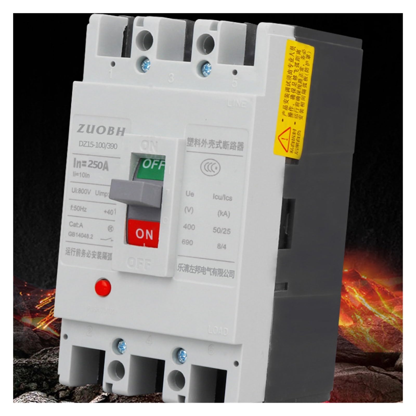 interruttore automatico, 40A100A Protezione da sovraccarico e cortocircuito con custodia trasparente DZ15-40 Interruttore pneumatico trifase a tre fili(DZ15 100/390 63A)