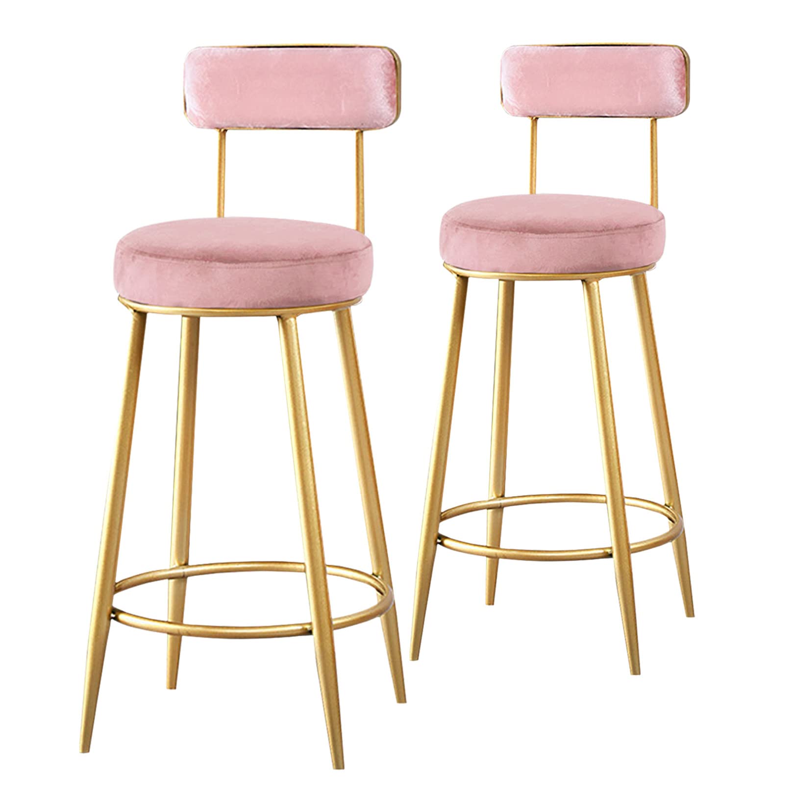 Tabourets de bar en velours haut de gamme et pieds en métal plaqué luxe