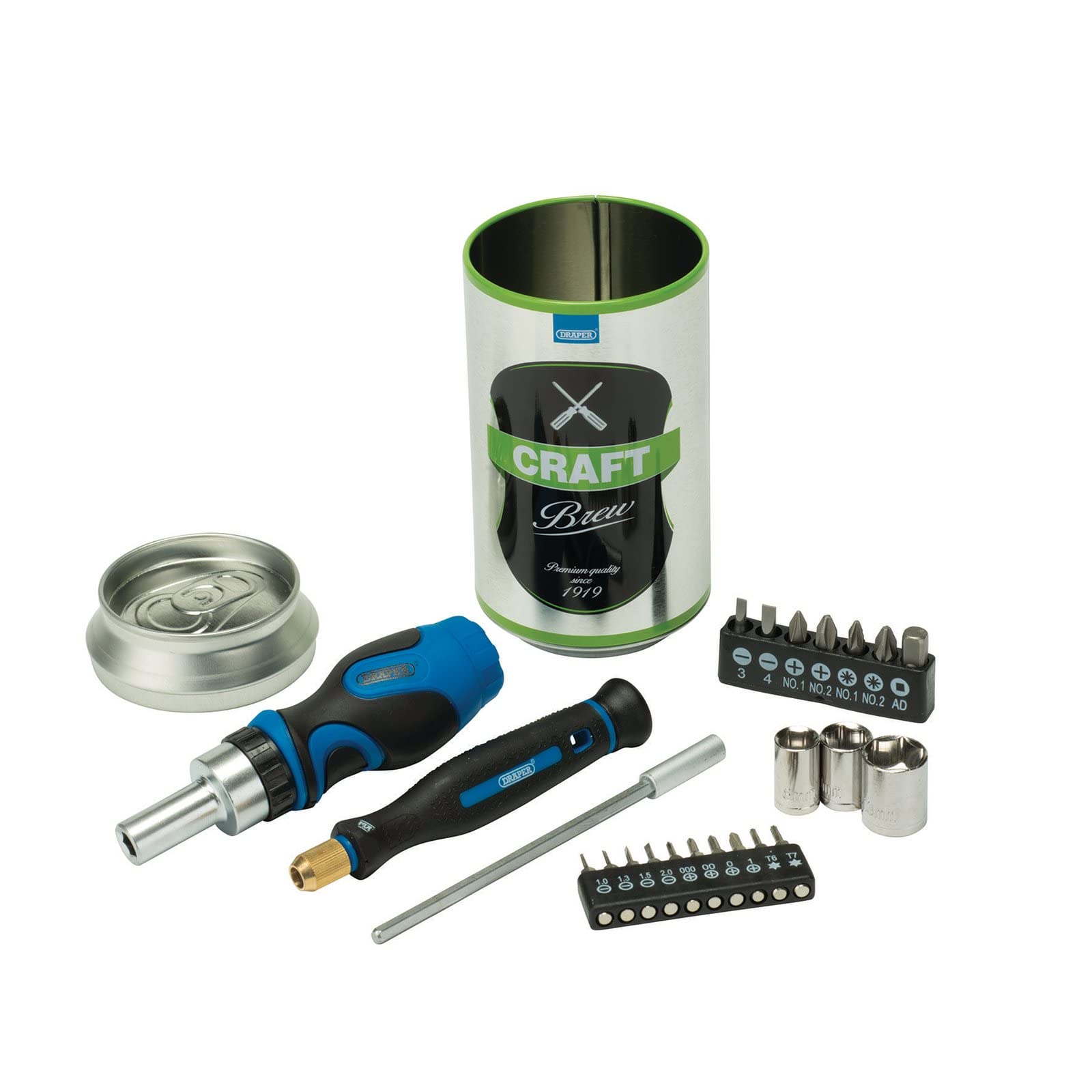 Draper 04775 Stubby Ratchet Screwdriver and Bit Set, Special Edition - Craft Bre
