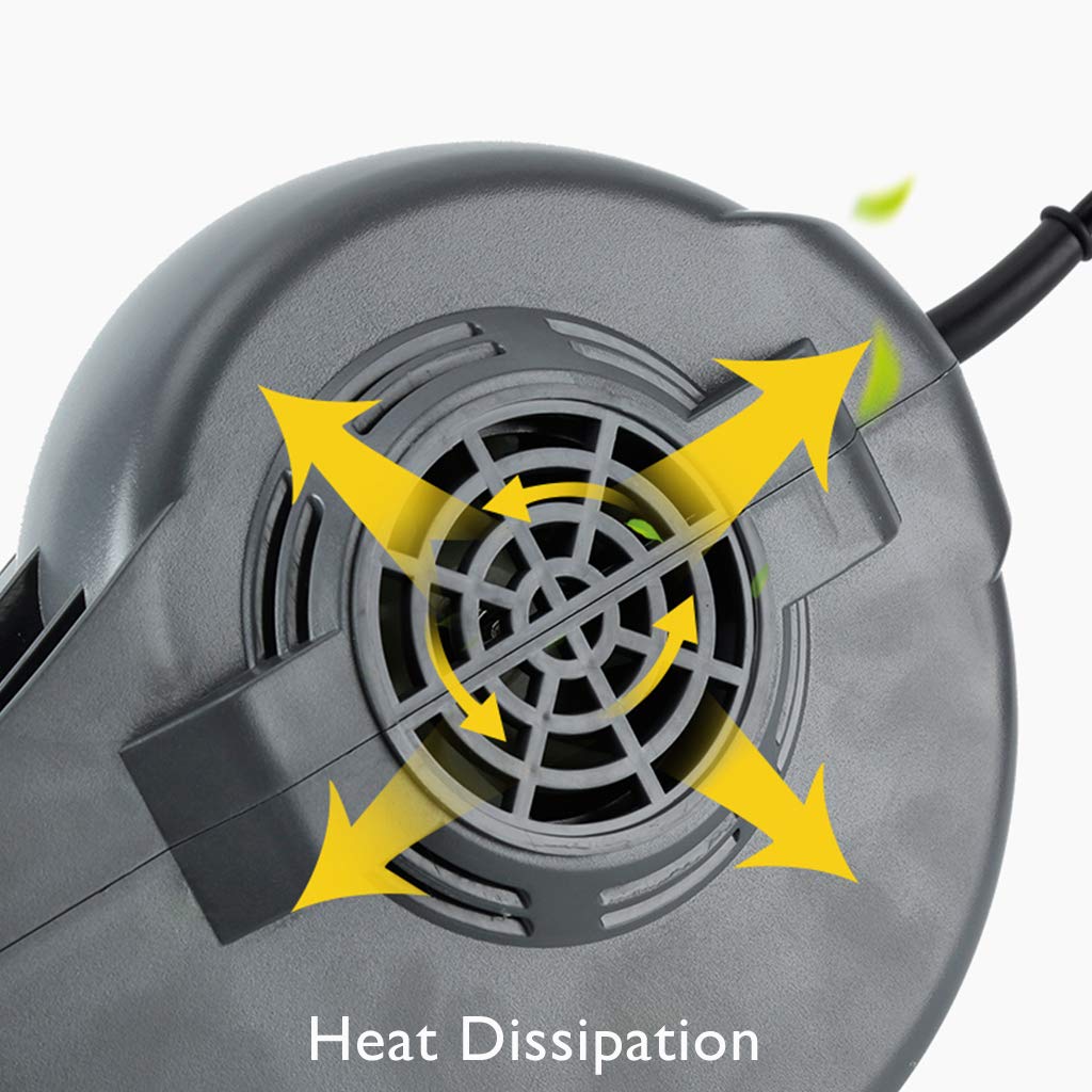 DUNN Soplador de Hojas Profesional, Soplador Eléctrico, Velocidad de Soplado de 260 km/h, Soplador de Hojas Ligero con Cable y Tubo Desmontable, 2000 W, Gris