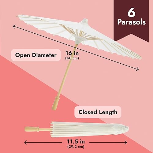 Miniatura 4 de Juvale Sombrilla de papel para manualidades (15.7 in, 6 unidades)