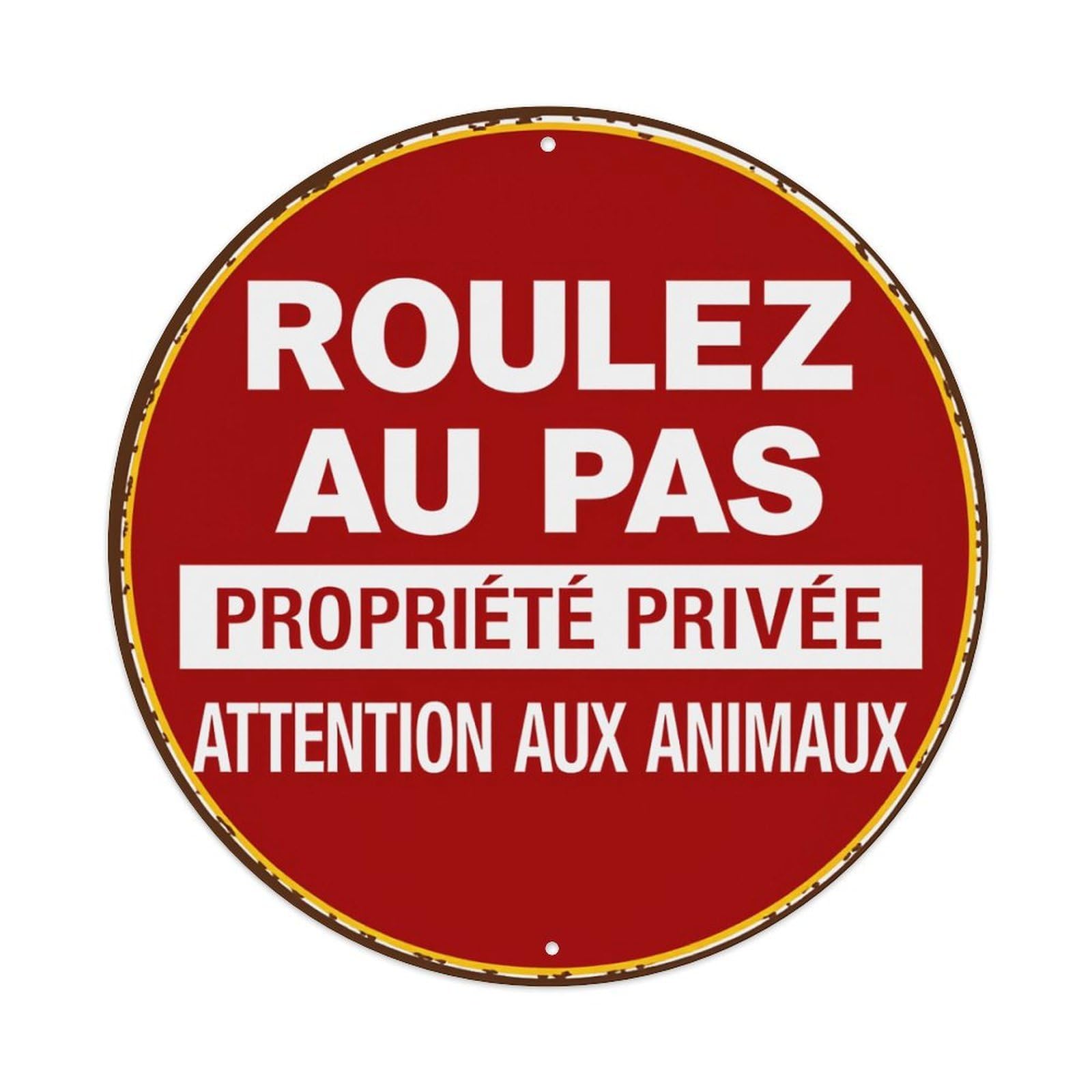 Lzwbntey Vintage Drive Slowly Private Property Beware Of Animals Metal Tin Sign Retro Wall Decor For Home Bar Garage Cafe, Indoor & Outdoor Decorative，Circle Metal Poster, 8X8 Inch