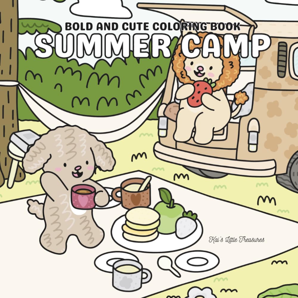 SUMMER CAMP: A Bold and Easy Coloring Book for Cute Summer Vibes