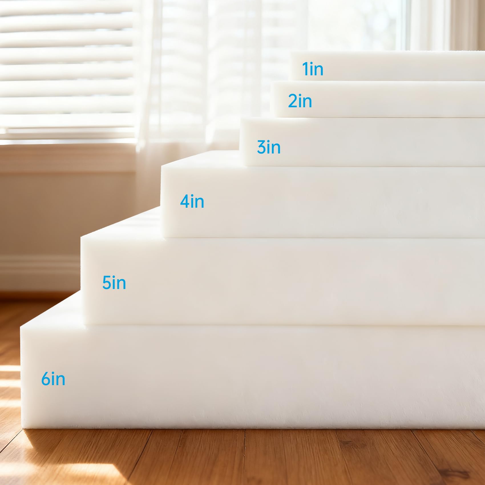 High-Density Foam Pad 6x24x24 Inch, for Sofa Replacement Cushions & DIY Projects, Upholstery Foam Durable and Anti-Collaps 2 pcs