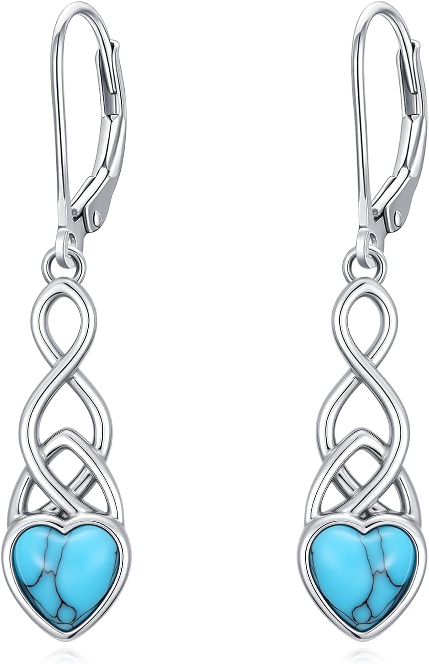HPQQ Turquoise Earrings for Women 925 Sterling Silver Western Teardrop Bohemian Drop Earrings Mother's Day Jewelry Gift for women