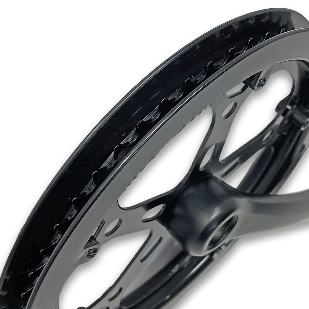 Generico Guarnitura per Bici Elettrica e Fat Bike, 52 Denti, Pedivelle 165mm in Alluminio, Nero