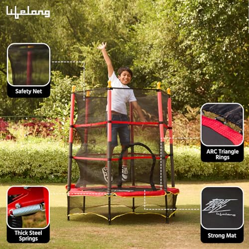 Image of Lifelong 55-Inch Trampoline for Kids with Safety Net & Spring Cover Padding, Exercise Rebounder for Indoor & Outdoor Use, Kids Jumping Bouncer for Home