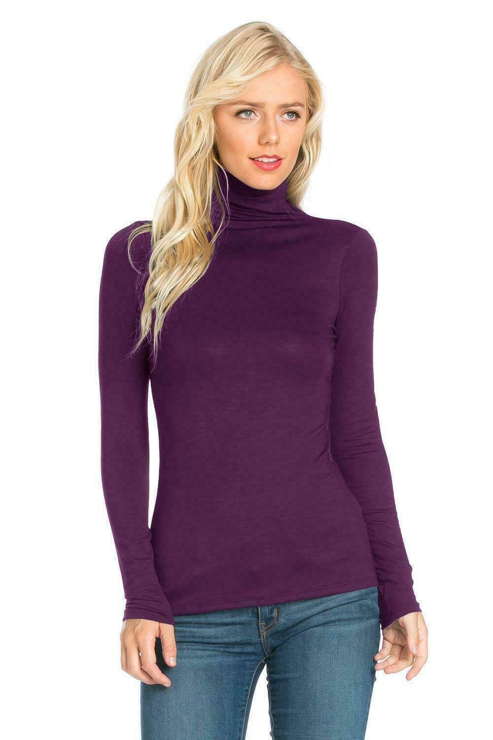 Candid Styles Women's Purple Polo Roll Neck Long Sleeve Turtle Neck Plain Jumper Top 8 26, Xxxl 24-26 Plus Size, …