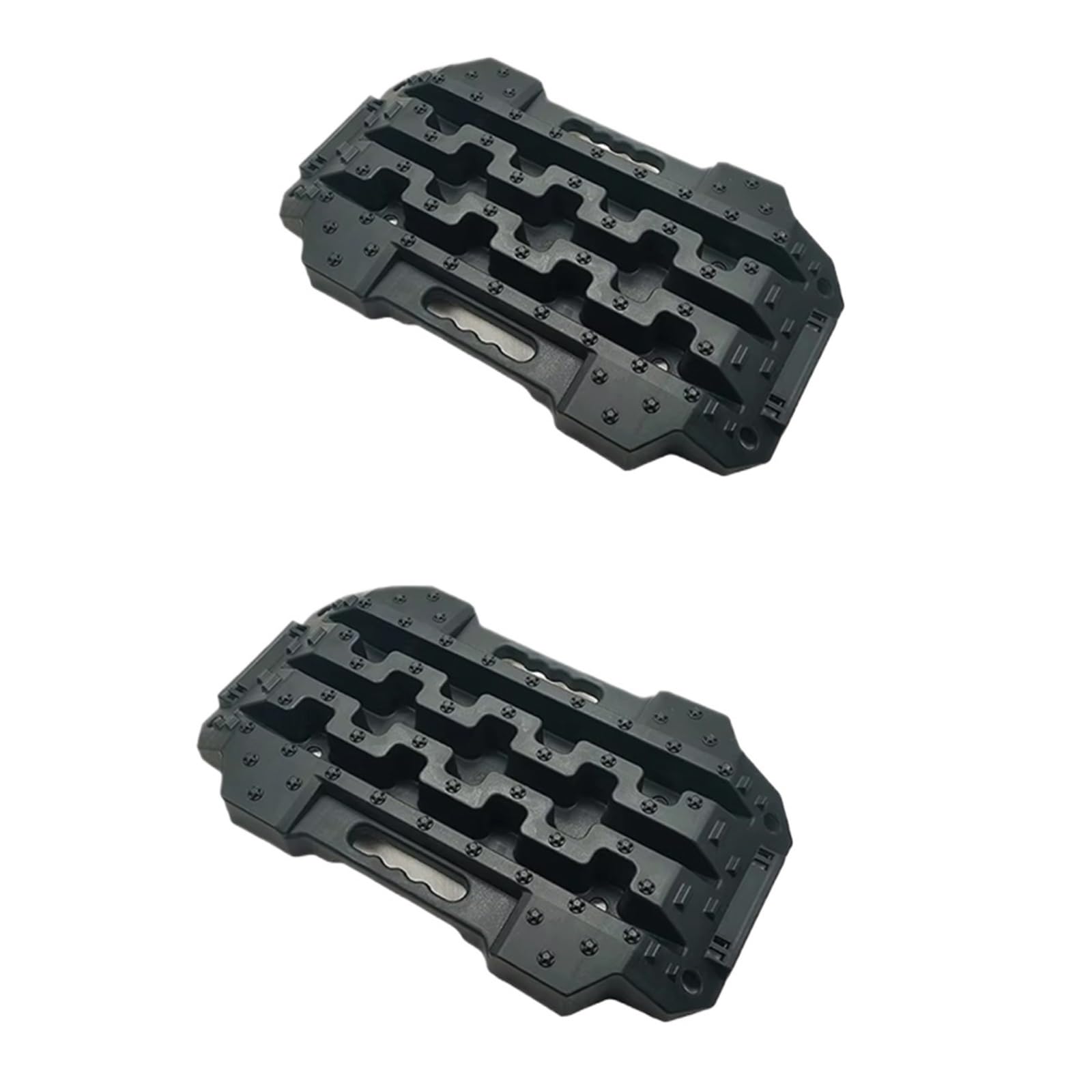 DHYUACN Recovery Traction Boards Off Road Traction Boards Spliceable Recovery Track Mat For 4WD Mud Sand Snow Ramps Tire Tool With Base(2PC-Black)