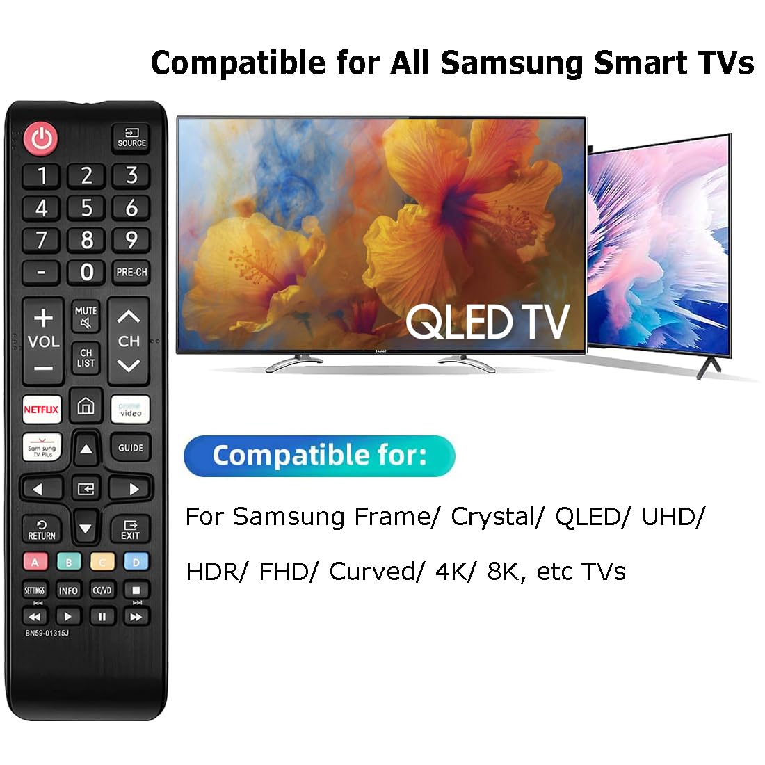 Mando a distancia universal de repuesto compatible con Samsung Smart TV para televisores Samsung LCD LED HDTV 3D BN59-01315J BN59-01315A BN59-01301A BN59-01303A BN59-01199F