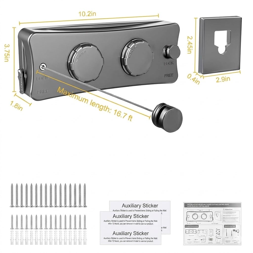 Retractable Clothesline - 40kg Capacity -6