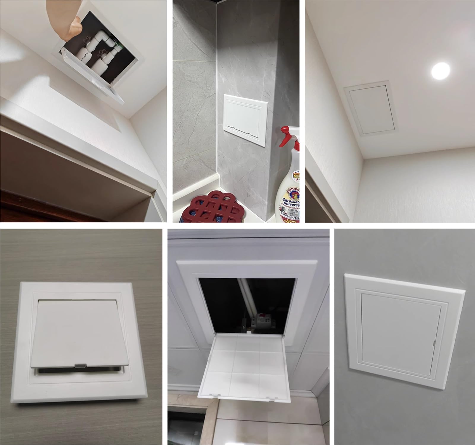 Electl Panneau d'accès de plomberie – 250 x 250 mm / 9.8x9.8 in Porte cachée pour murs et plafonds de salle de bain, housse amovible noire montée F pour un accès pratique