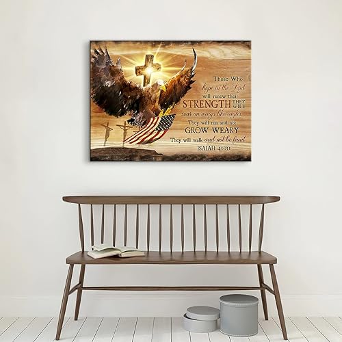 Miniatura 6 de Kateflower Arte de pared motivacional de águila calva, arte de pared cristiano volador americano de águila calva, decoración de imagen inspiradora