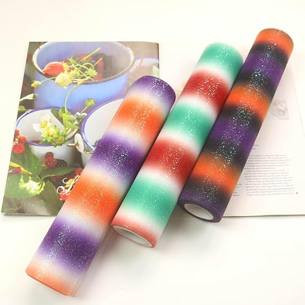Yuanchuan Rainbow Glitter Tulle Rolls 6 inch x 10 Yards (30 feet) for Table Runner Chair Sash Bow Pet Tutu Skirt Sewing Crafting Fabric Christmas Wedding Unicorn Halloween Party Gift (Christmas Red) by Yuanchuan - Image 5