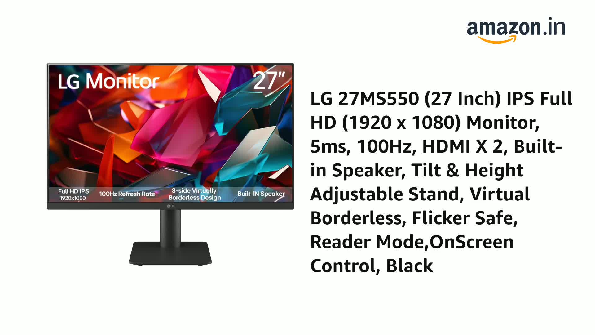 LG 27MS550-B 68.6 cm (27 Inch) FHD (1920x1080) IPS PC Monitor with