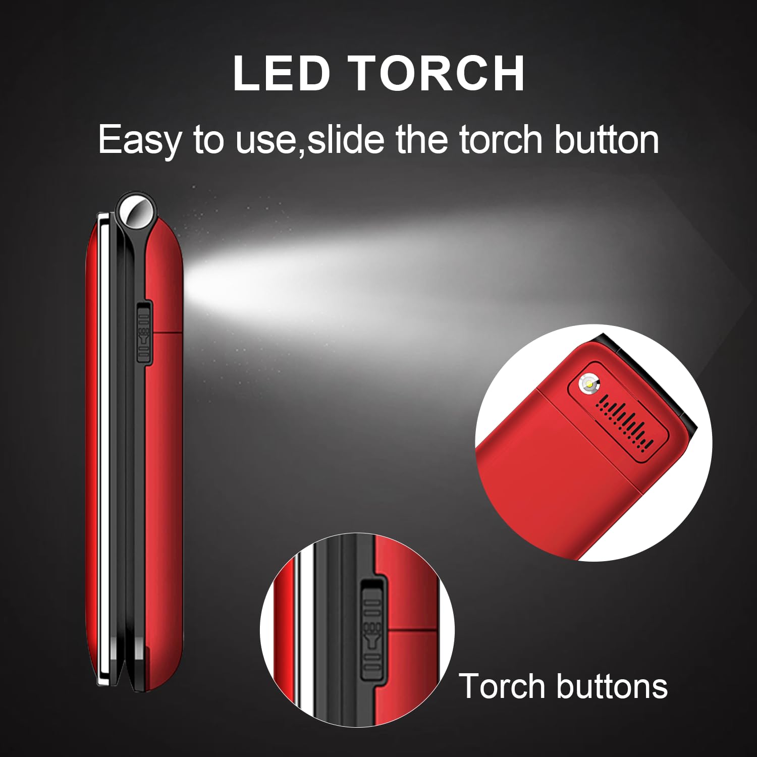 2G Seniorenhandy Klapphandy ohne Vertrag, Rentner Handy Großen Tasten, SOS Notruffunktion, 1600 mAh Akku, 2.4"+1.77" Dual Display, Dual SIM mit Notruftaste, Rot