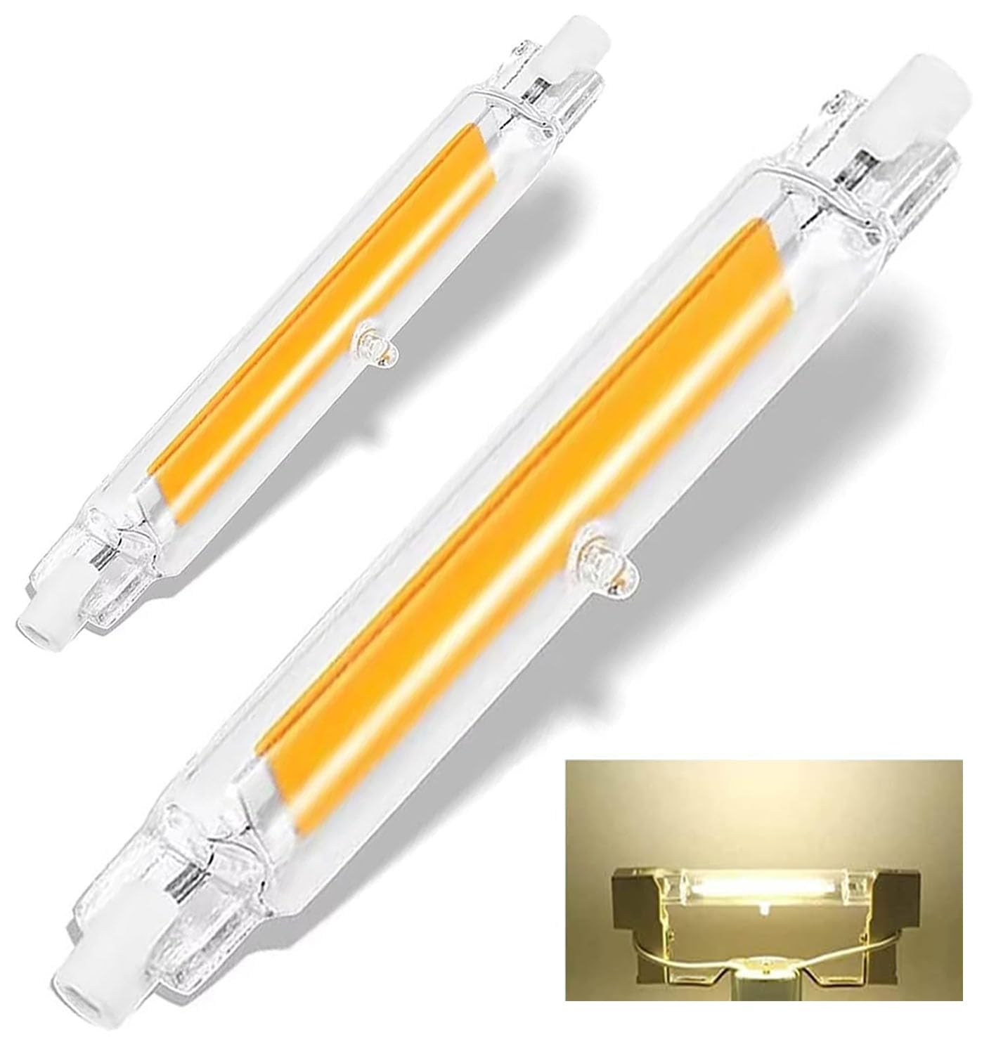Dvnoua R7S LED Bulb 78mm 10W Dimmable, Natural White 4000K 1000LM, Equivalent 100W Halogen Lamp, Flicker-Free, 360° Light Angle, LED Halogen Replacement Bulbs 2 Pack