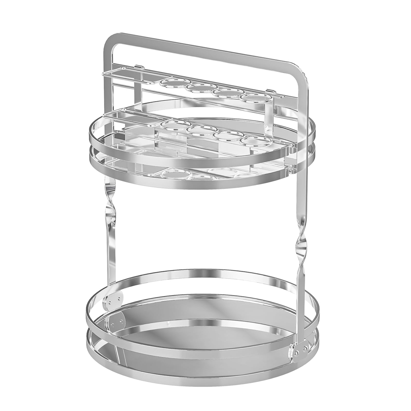 APGLSXY Revolving Cosmetic Holder with Two Compartments and Visible Brush Stand for Dresser Table Quick Assembly Makeup Stand