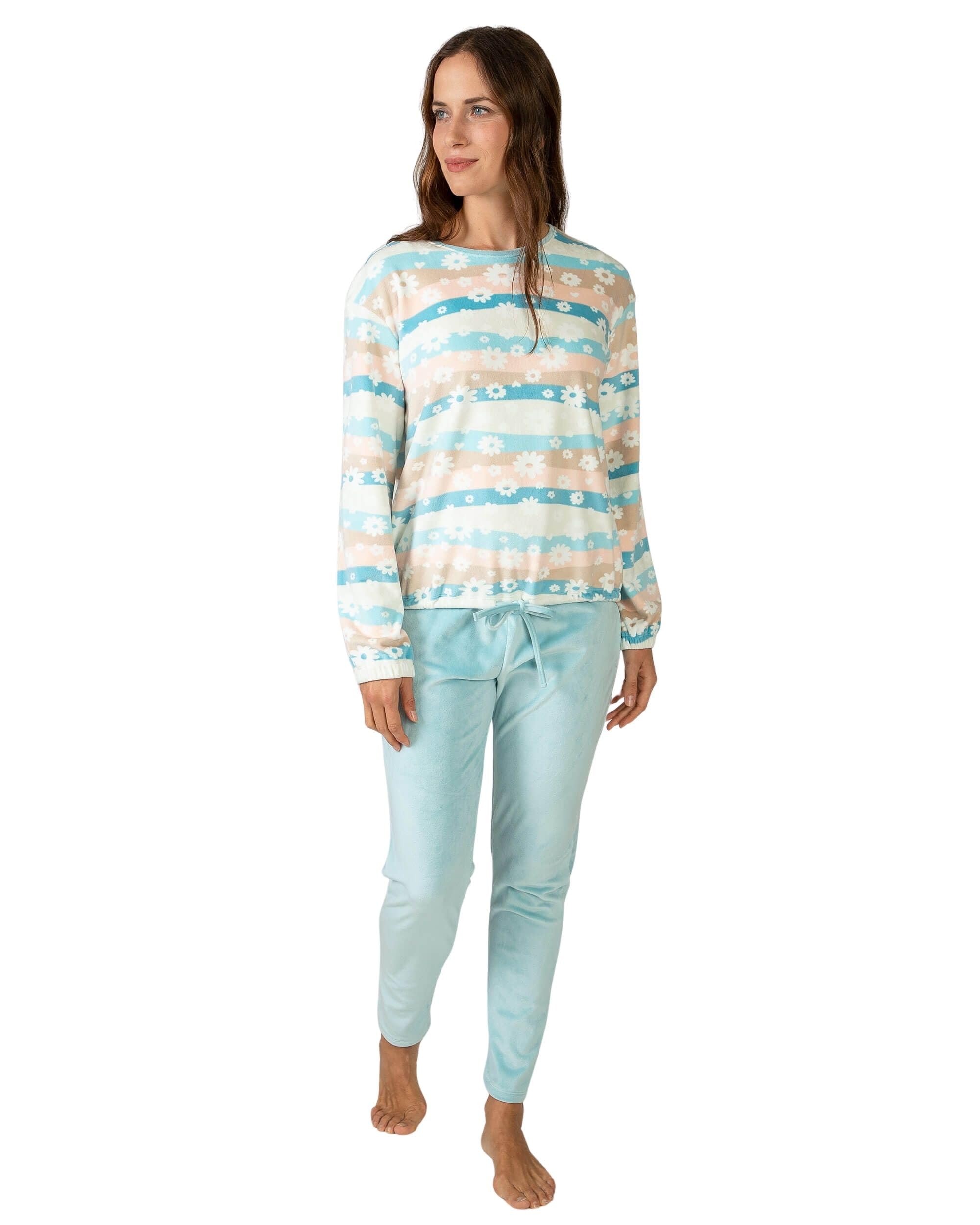 MASSANA Pijama de Invierno para Mujer, Conjunto de 2 Piezas, 100% Poliéster Extrasuave, Manga Larga, Diseños Variados
