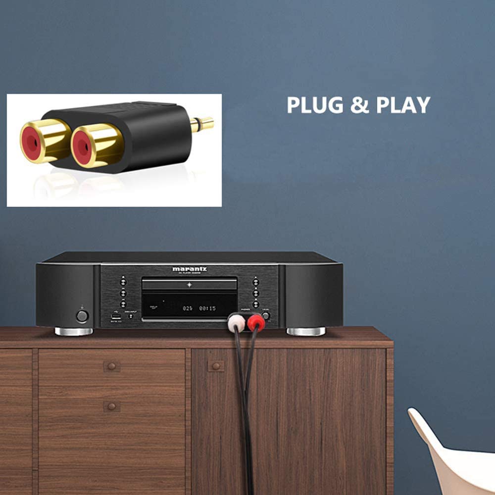 Greluma 4 Pièces 3,5 mm vers Répartiteur RCA, Adaptateur Audio 3,5 mm Stéréo Mâle vers Double RCA Femelle