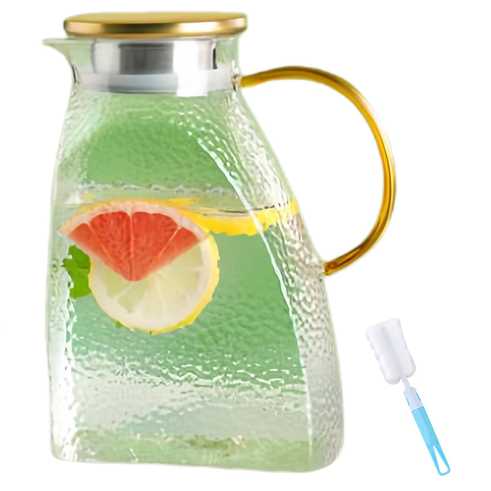 Carafe SUNOYA 1,8L Verre Borosilicate - Couvercle Inox - Infuseur Fruits Et Thé - Lavable Lave-vaisselle