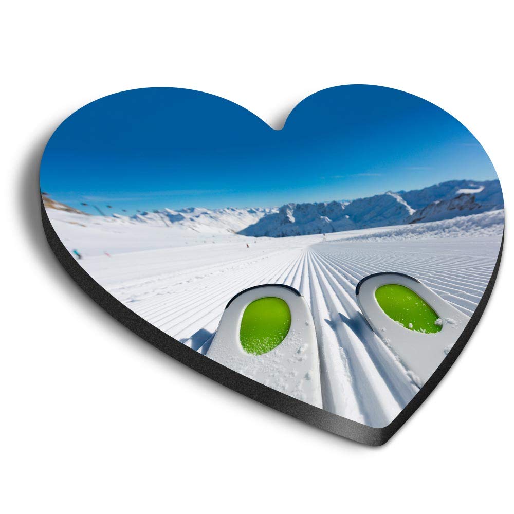 1 x Heart MDF Magnets - Skiing Alpine Sport Ski Piste 15750