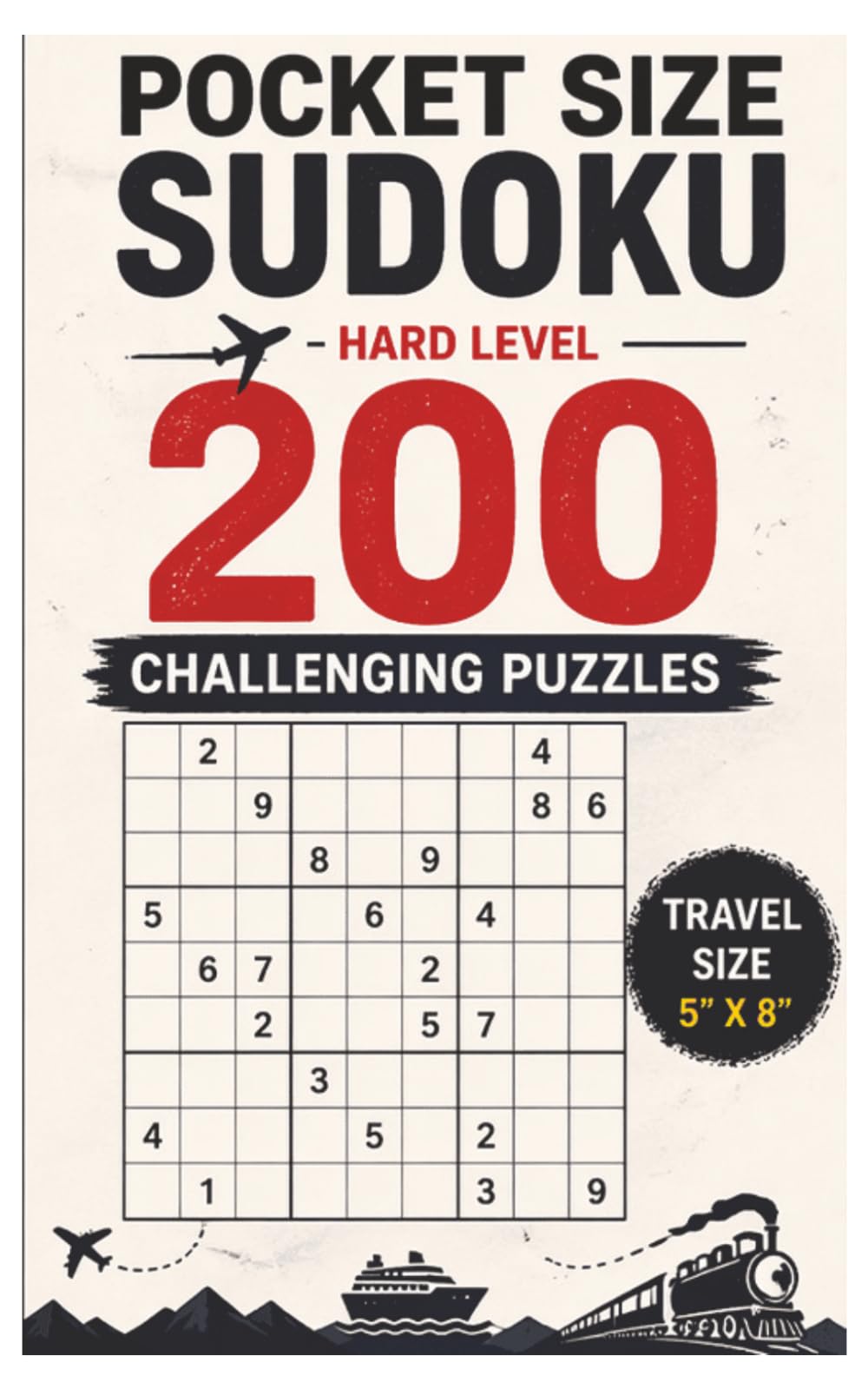 Pocket Sudoku: Travel-Size 5 x6 Inches│200 Hard Puzzles│One puzzle per page | Including Solutions│Small and Compact Mini Sudoku Book.: Compact 5x8 Size – Perfect for Airplane & Road Trips