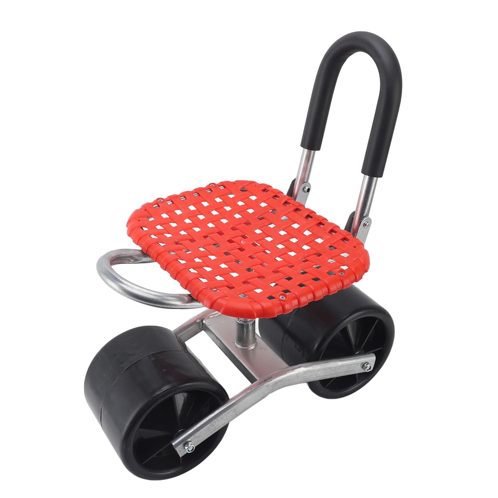 Ejoyous Taburete de Jardín con Ruedas, Asiento con Ruedas para Jardinería, Altura Ajustable 22-35 Cm, Asiento de Jardín Móvil, Ahorro de Mano de Obra, Rojo, Minimalista