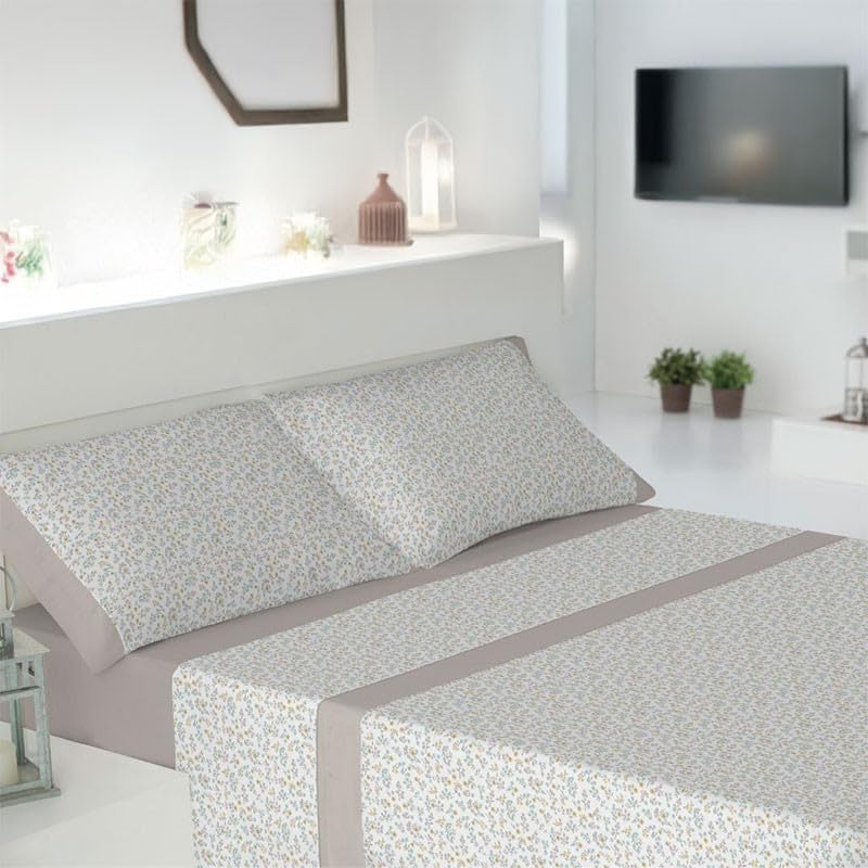 Rufino Díaz Juego Sábanas 3 Piezas 144 Hilos Algodón Madison (Beige - 90 cm) - Taco Extra Suave para Adultos e Infantil - Sensación acogedora y de Confort