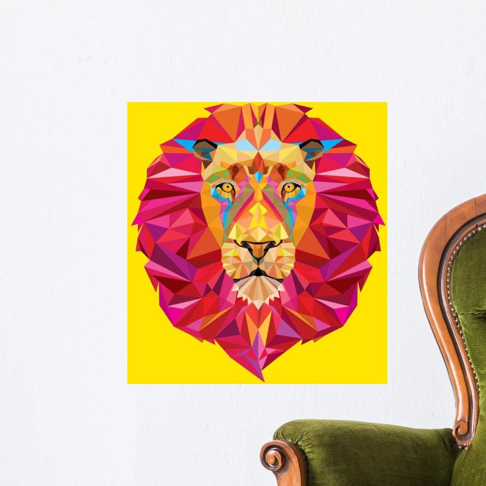 Wallmonkeys Lion Head Geometric Pattern Wall Decal Peel and Stick Animal Graphics (18 in H x 18 in W) WM497400