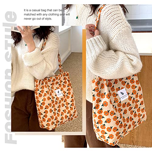 Large Corduroy Tote Bag Orange