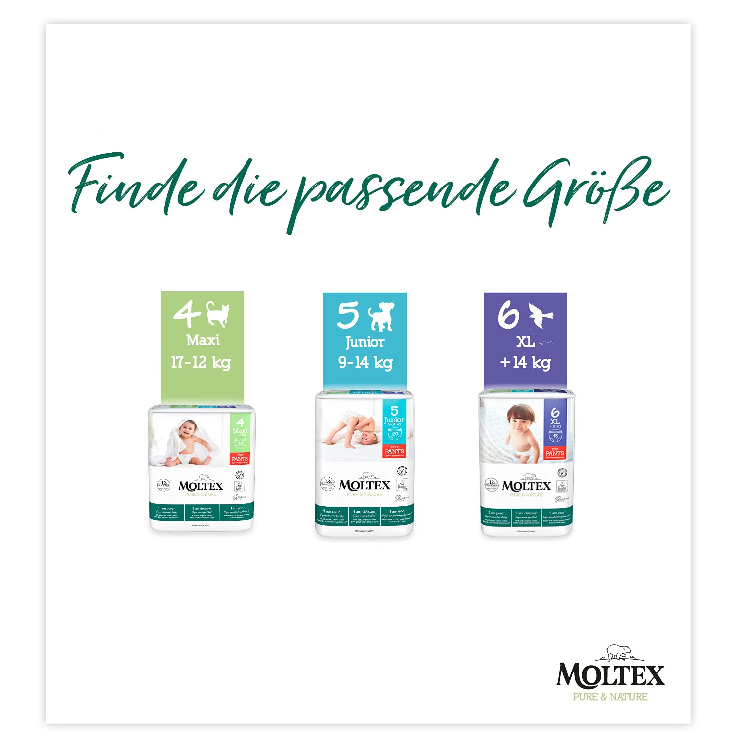 Moltex Pure & Nature Pants Ecologici Taglia 5 (9-14 kg) - 80 Pants (4 Sacchetti da 20 pezzi)