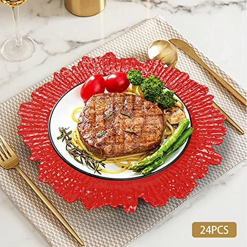 24 platos cargadores redondos rojos de 12.6 pulgadas miniatura 2