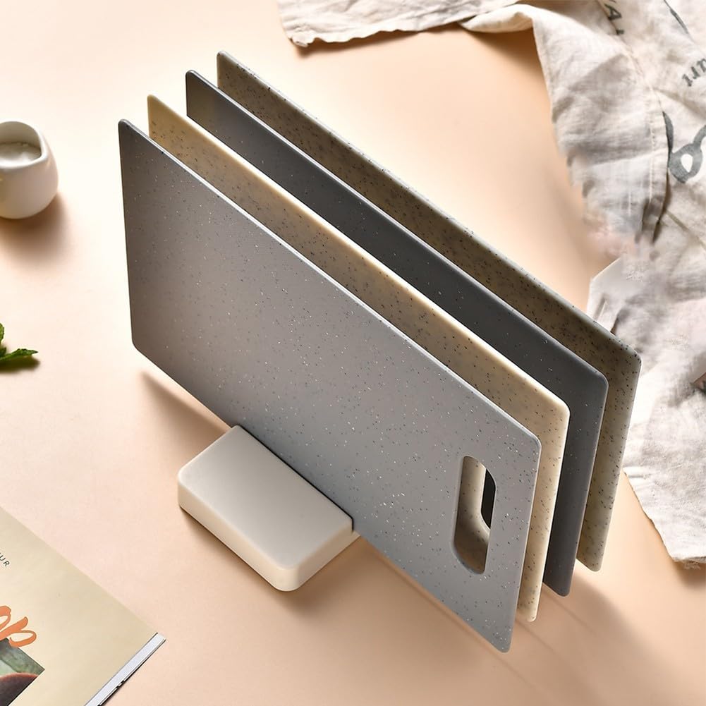 Lot de 4 planches à découper en polypropylène avec support pour garder les aliments séparés et frais, faciles à nettoyer, idéal pour la cuisine et la préparation des repas