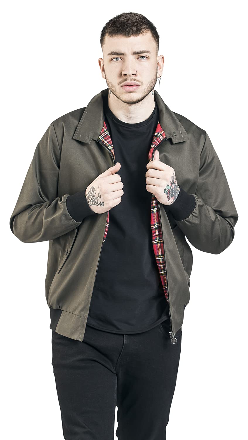 RED by EMP Herren Khaki Übergangsjacke mit Stehkragen