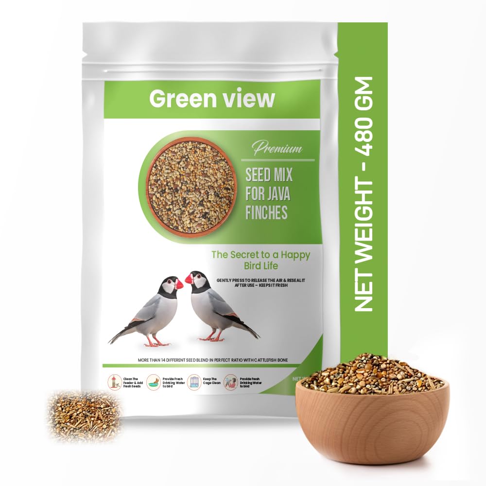 Green view Seed Mix for Java Finches|Net Weight 480 GM More Than 14 Different Seed Blend in Perfect Ratio with Cattlefish Bone (B0CL9LMQ4F) Amazon Price History, Amazon Price Tracker