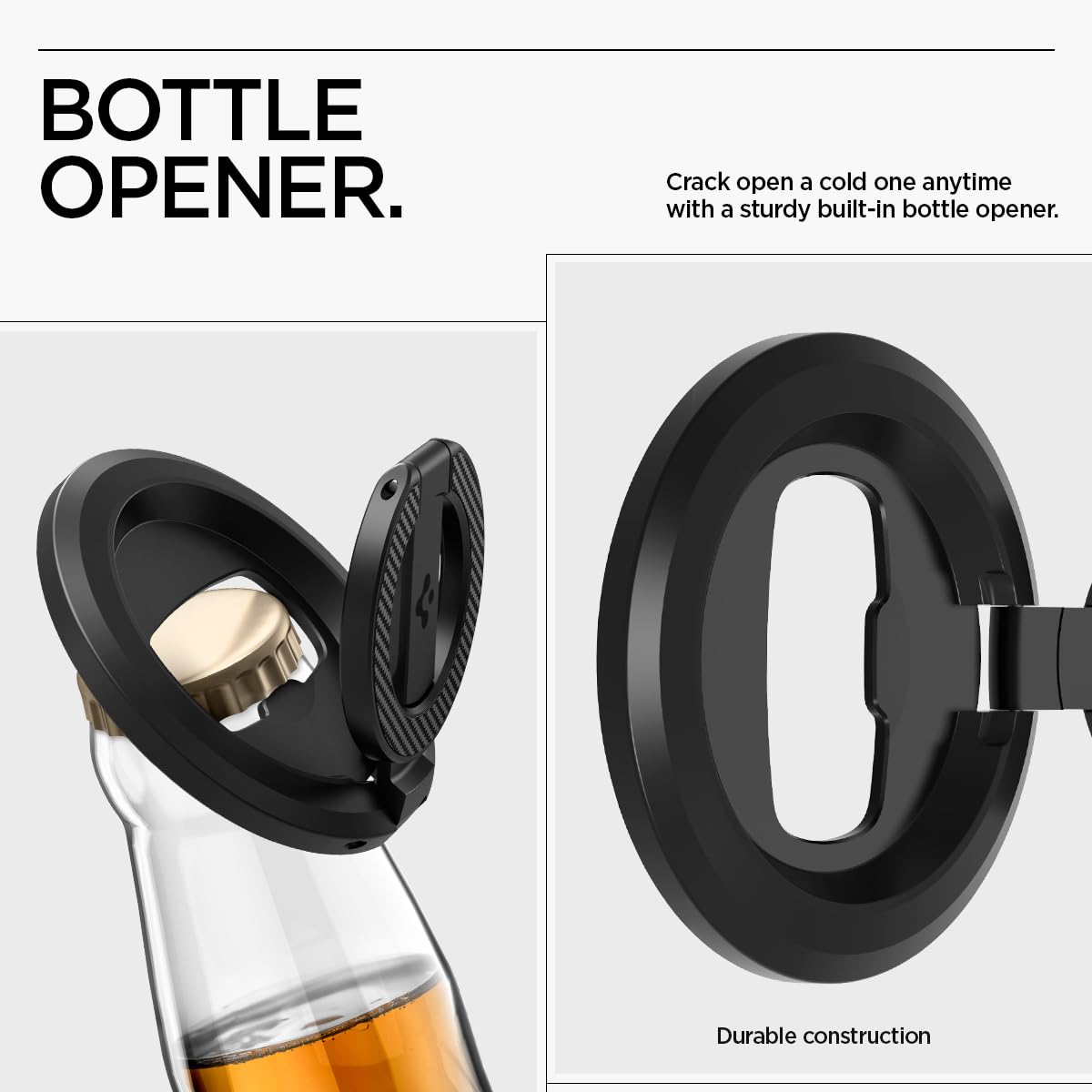 Spigen O-Mag Anello MagSafe [Apribottiglie & Supporto Regolabile] Doppio Magnete Compatibile con Accessori Magnetici, iPhone 17 17e 16 15 14 e Cover MagSafe/Pixelsnap per Samsung S26 S25, Pixel 10 10a