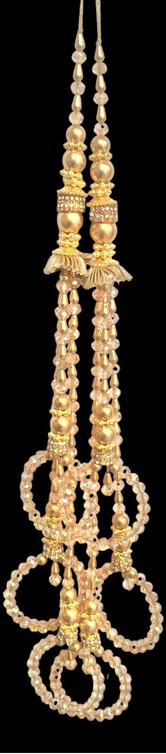 1 Pair Blouse Tassels for Bridal Dress Latkan for Decoration Accessories DIY Decor Curtains Cushions Tassel (Golden, 17 Inch)