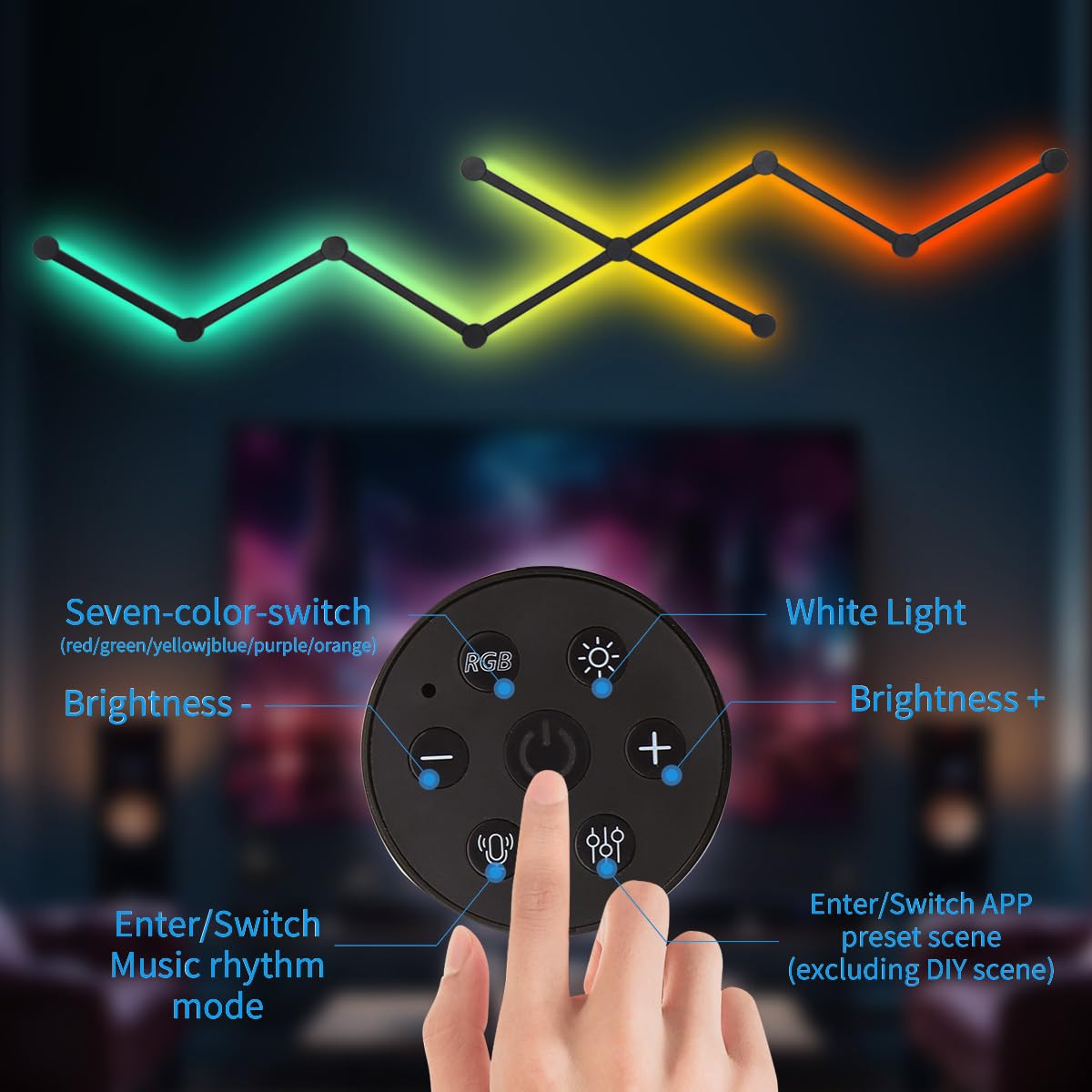 VKTEKLAB RGBIC Smart WiFi Glide Wall Light, Compatible with Alexa and Google Assistant, 16M+ Colors, Music Sync, Gaming Room Decor Lights(9 Black Lines Light)