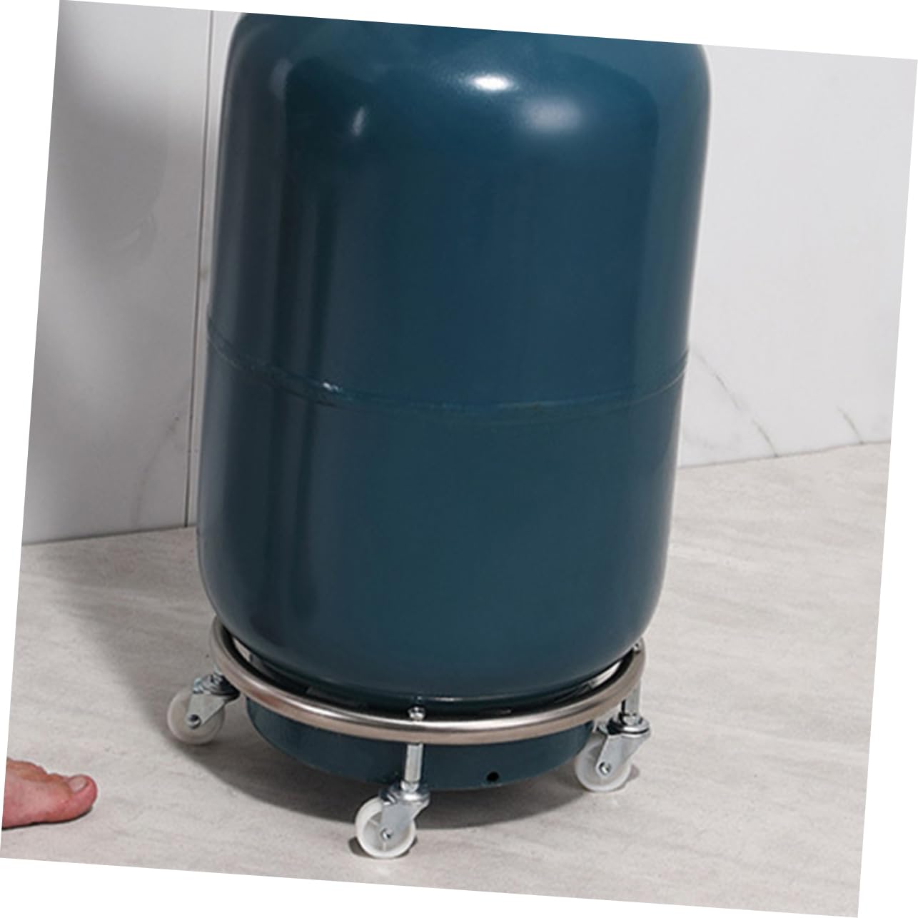 COLLBATH Supporto Mobile Per Bombola Gas in Acciaio Inossidabile Con Ruote Girevoli E Tubo Rinforzato Base Per Bombole Domestiche Facile Da Installare