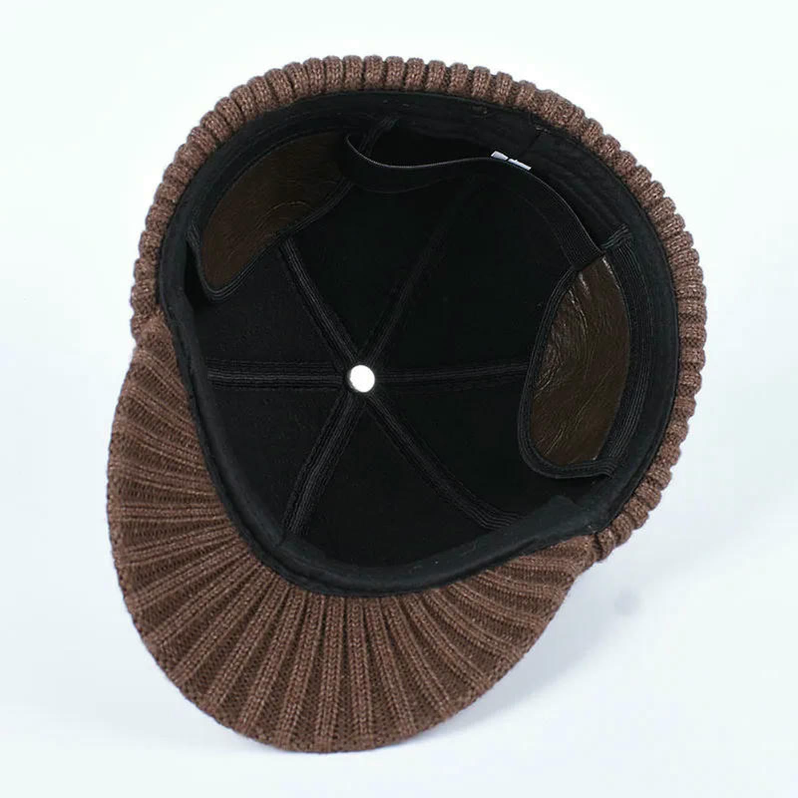 Baseball Cap Winter Man Earflap Hat Autumn Outdoor Warm Thick Lined Dad Knitted Caps-black-l(56-58cm)