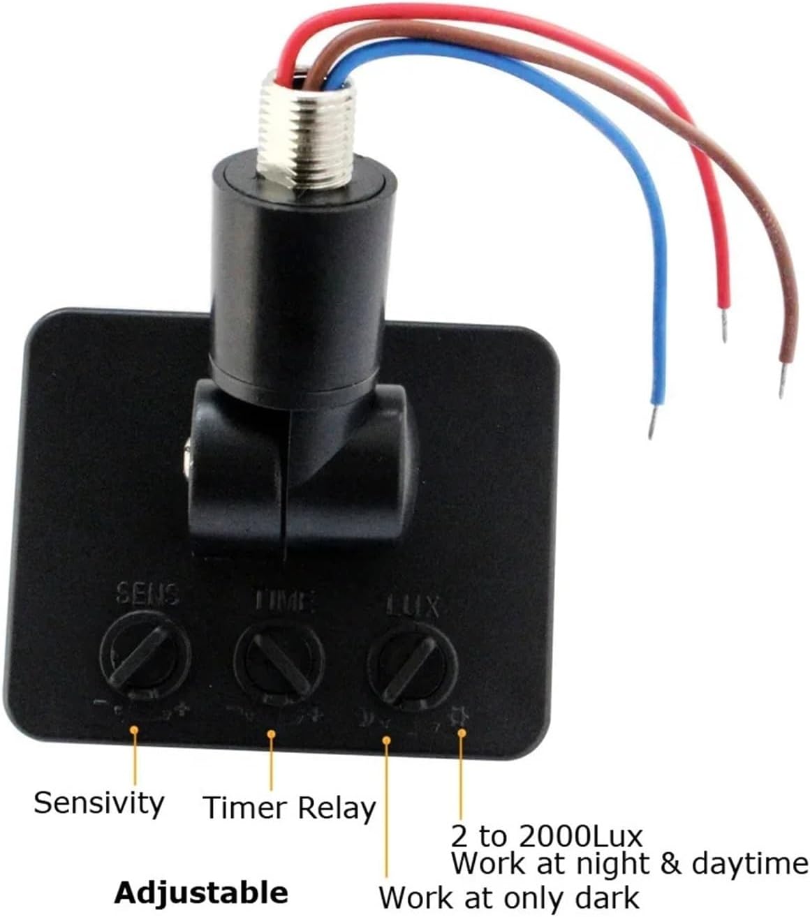 12V 220V PIR sensor switch outdoor motion detector sensor timer 110V switch suitable for 12V 220V lights(Black,110V -240V)