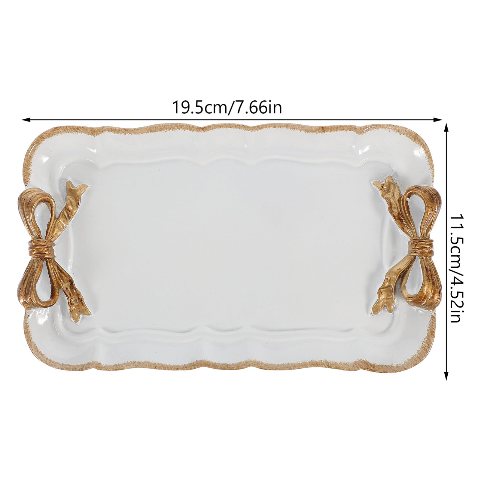 STOBAZA Vintage Decorative Tray Towel Tray Bow-Knot Resin Dish Plate Fruit Trays Rings Bracelets Earrings Holder Cosmetics Jewelry Organizer for Home Coffee Table Vanity White