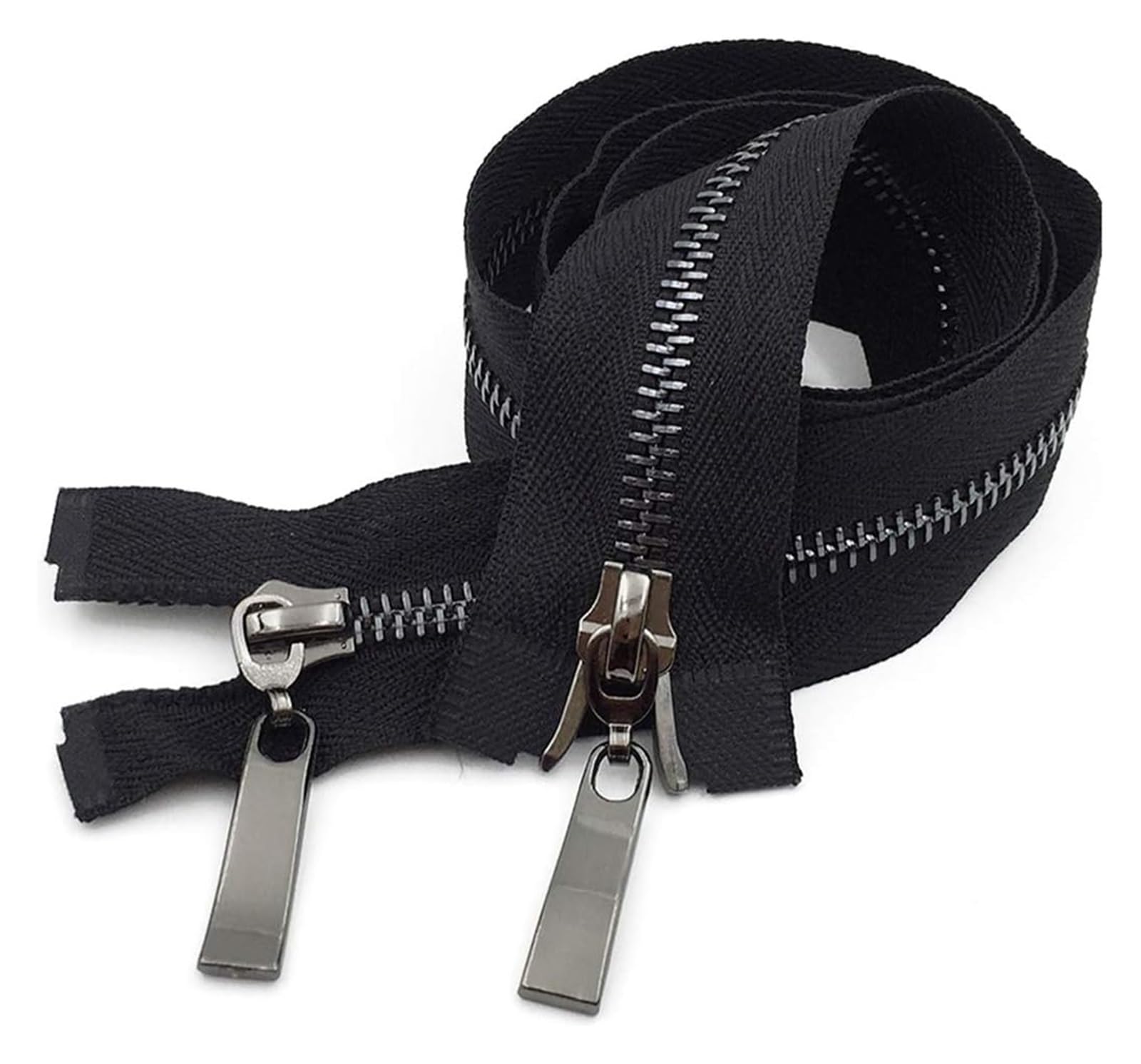 Cremalleras, Cremallera de Extremo Cerrado, 1 Unidad, 80/100/120 cm, Cierre automático, Cremallera metálica Dorada Doble cursor, Ideal for Bolsos y Accesorios Costura(Black,100)