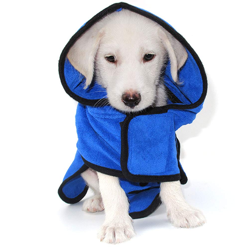 Microfibre Serviette de Bain pour Animaux de Compagnie à Séchage Rapide Rapidement Absorbant Robe de Bain d'eau pour Chien et Chat (Bleu)