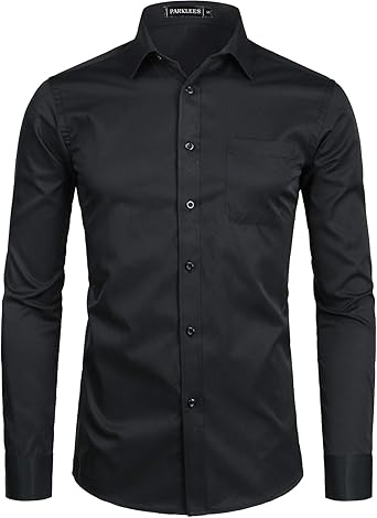 PARKLEES Men's Long Sleeve Dress Shirt 