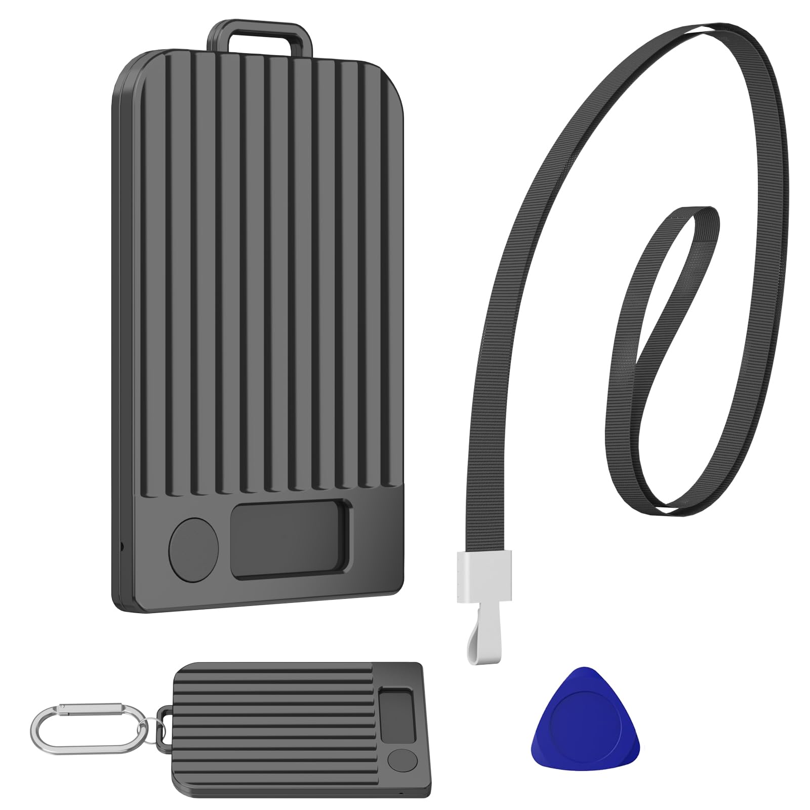 Magnetic PC Card Holder for Plaud Note & Note Pro (2025) with Detachable Lanyard, with Carabiner & Opening Tool, Ideal for Work, Office, Travel (Black)